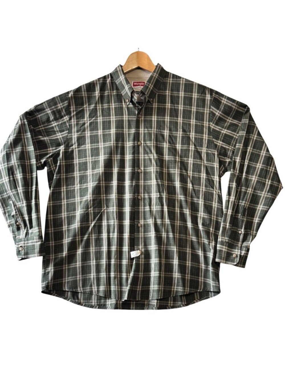 Wrangler Mens Plaid Long Sleeve Wrinkle-Resistant Button-Up Shirt - XL